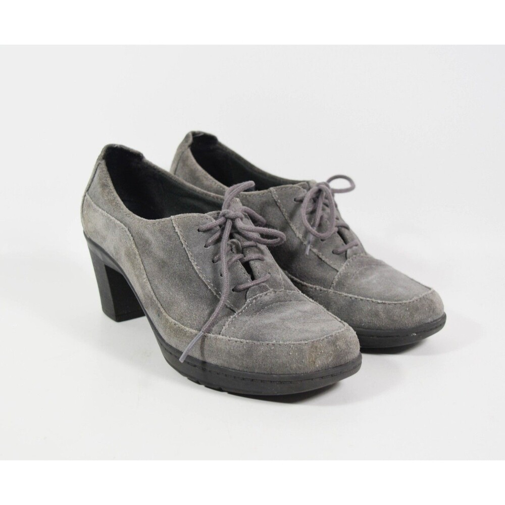 Clarks 80896 Gray Leather Suede Lace Up Oxford Pumps Shooties Booties Sz 5M